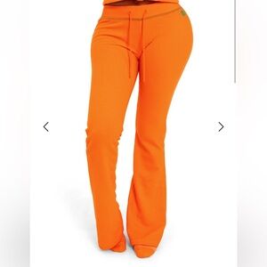 Body By Raven Tracy WAFFLE KNIT BOOT CUT PANTS (ORANGE/GREEN)